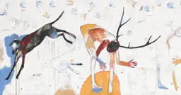 Rick Bartow, The Magical Mind in Rural America, 2015 : figures et créatures sur fond blanc