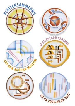 Spray-decorated cake plates from around 1930 by German stoneware factories