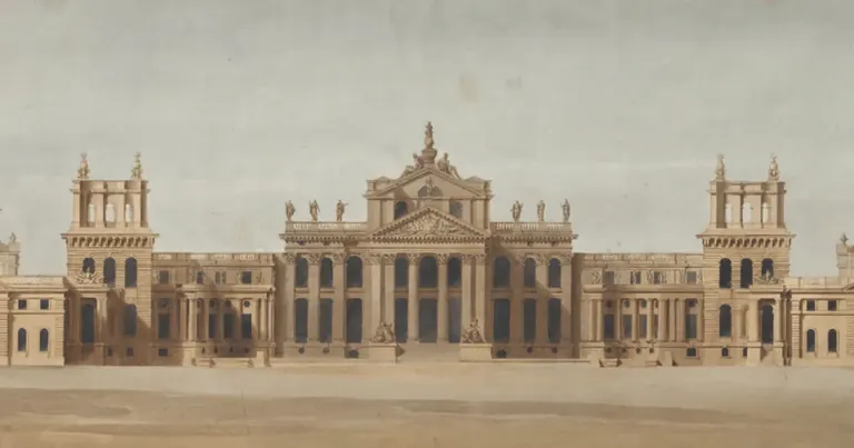 Pancarta de la exposición Vanbrugh: El drama de la arquitectura (Vanbrugh: The Drama of Architecture) en el Sir John Soane's Museum