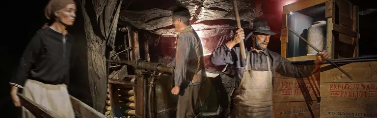 Mineurs miniatures au travail dans The Mine, au Tekniska museet