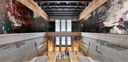 Rendering of Michael Müller's Dioscuri installation in the staircase hall