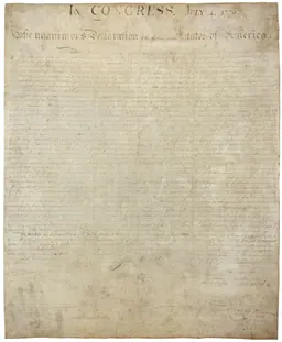 The engrossed original Declaration of Independence parchment