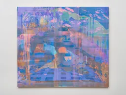 Zoe Walsh, Blueing, 2026, acrylique et crayon aquarellable sur toile