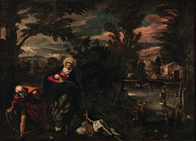Tintoretto، الهروب إلى مصر، زيت على قماش، 1582/87