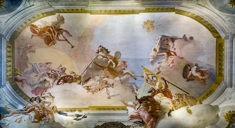 Giambattista Tiepolo, Al·legoria nupcial de Ludovico Rezzonico i Faustina Savorgnan, 1757, fresc al sostre