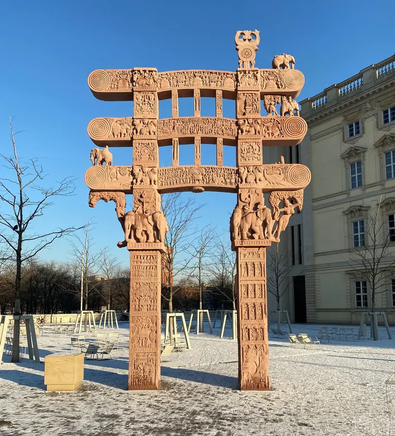 Replica of the East Gate of the Great Stupa of Sanchi outside the Humboldt Forum