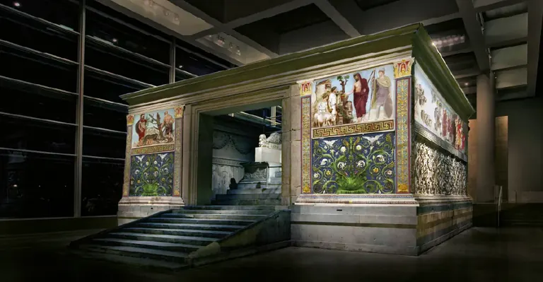 Bannière de l’expérience de vidéo-mapping L'Ara si rivela, Museo dell'Ara Pacis