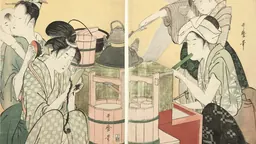 Une estampe sur bois de Kitagawa Utamaro présentée dans l’exposition Utamaro: Elements of Beauty