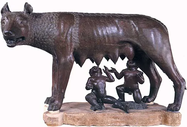 Sculpture en bronze de la Louve capitoline aux Musées du Capitole