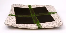 Lex Dickson, Large Square Platter, 2000, stoneware clay with Shino and Tenmoku glazes