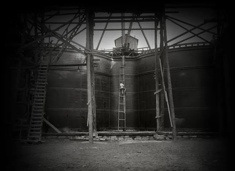 Historische Aufnahme vom Bau des Södertälje-Kanals