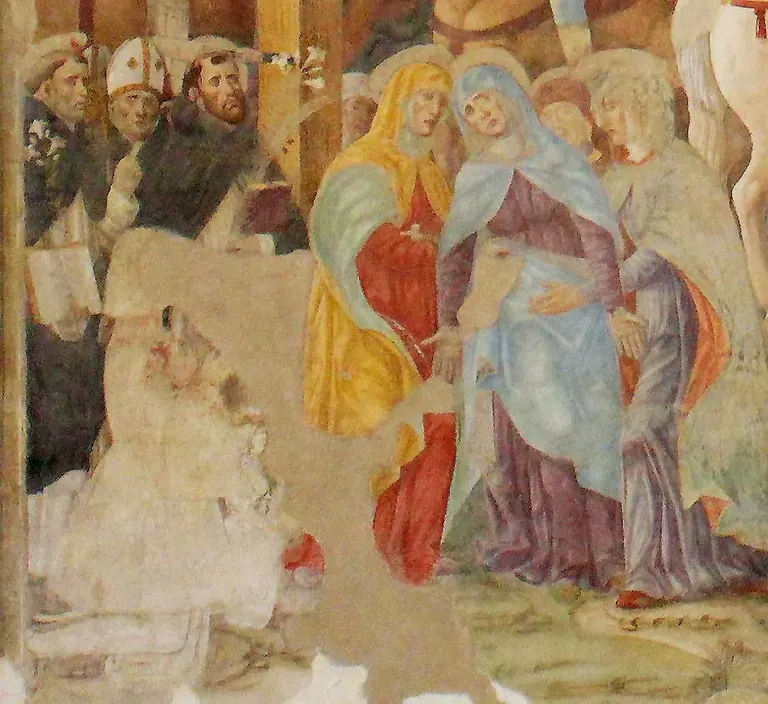 Detalle del fresco de la Crucifixión de Donato Montorfano en el refectorio de Santa Maria delle Grazie