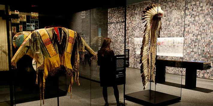 Display of American Indian imagery in commercial and popular culture in the Americans gallery