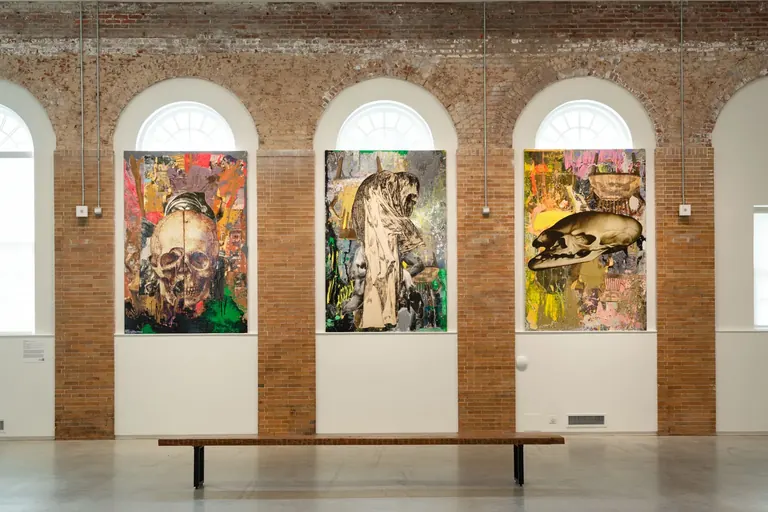 Installation view of Thomas Houseago: Collages (for a world gone mad) at the Rubell Museum DC