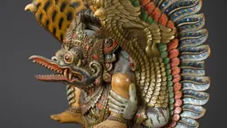 Détail d’une sculpture balinaise représentant Garuda, l’oiseau guerrier