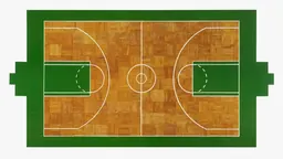 Brooke Stewart installation referencing a Boston sports court, on the Fineberg Art Wall