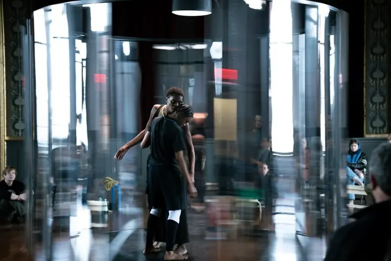 Still from sweat variant, a moving-image installation by Okwui Okpokwasili and Peter Born