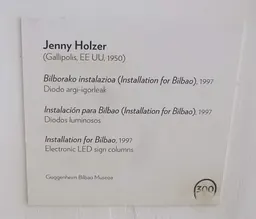 Jenny Holzer's LED light installation 'Installation for Bilbao' at the Guggenheim Museum Bilbao