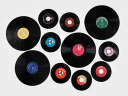 11 album covers in varying sizes