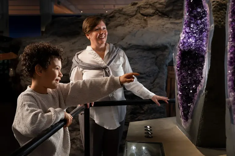 「地球內部的珍寶」(Treasures from the Earth's Interior)展覽中的礦物與水晶