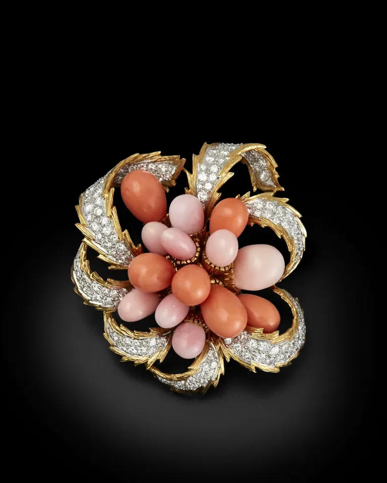 Diamond and conch pearl brooch from Marjorie Merriweather Post's jewellery collection