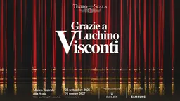 Affiche de l’exposition Grazie a Luchino Visconti au Museo Teatrale alla Scala