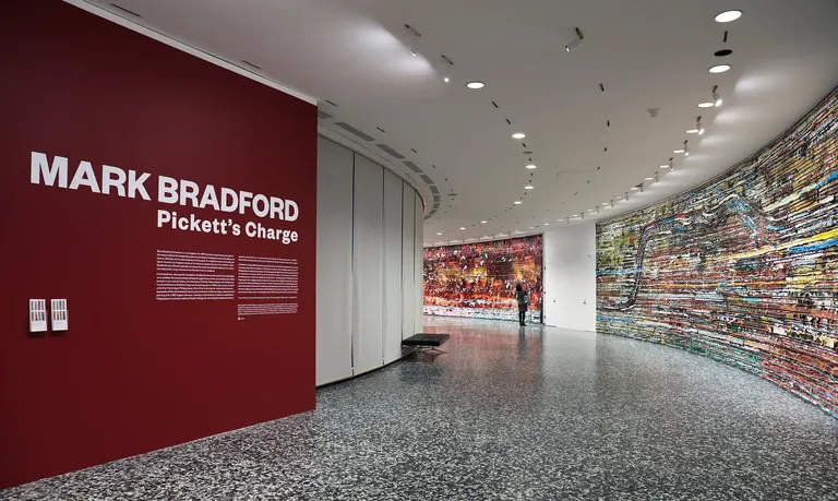 Mark Bradford's Pickett's Charge wrapping the curved third-floor gallery wall at the Hirshhorn