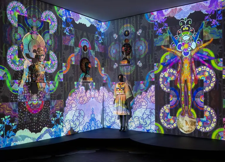 Installation view of Saya Woolfalk: Empathic Universe at the Museum of Arts and Design, New York, 2025