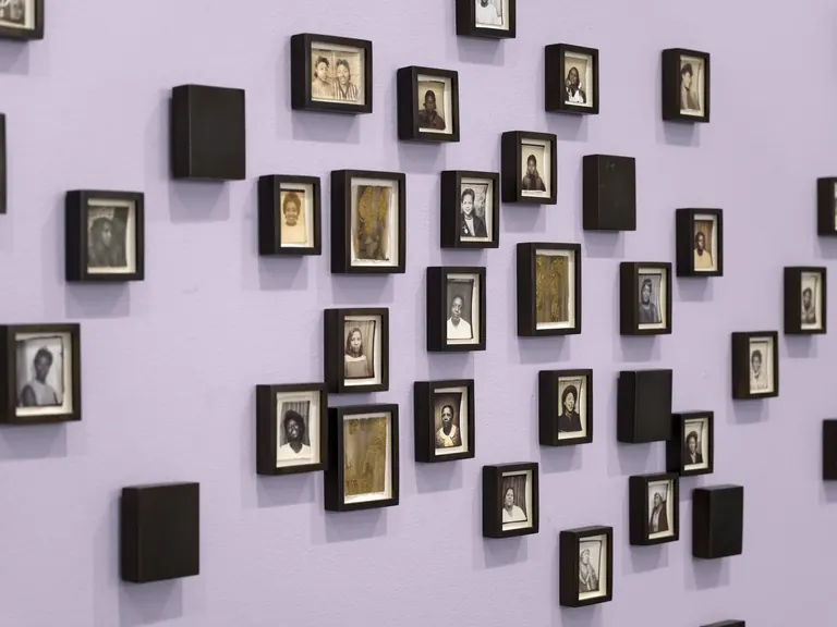 Installation view of To My Best Friend at the Institute of Contemporary Art/Boston, with Lorna Simpson's To My Best Friend