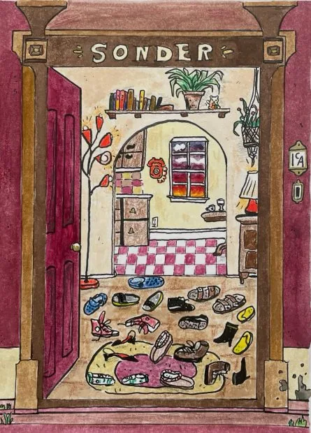 Postcard artwork for the Sonder exhibition at ICA Boston's Teen Gallery