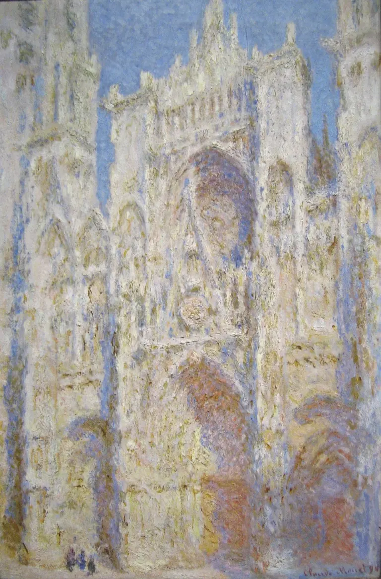 Claude Monet, Rouen Cathedral, West Façade, Sunlight (1894), part of the Monet and Time exhibition at Musée de l'Orangerie