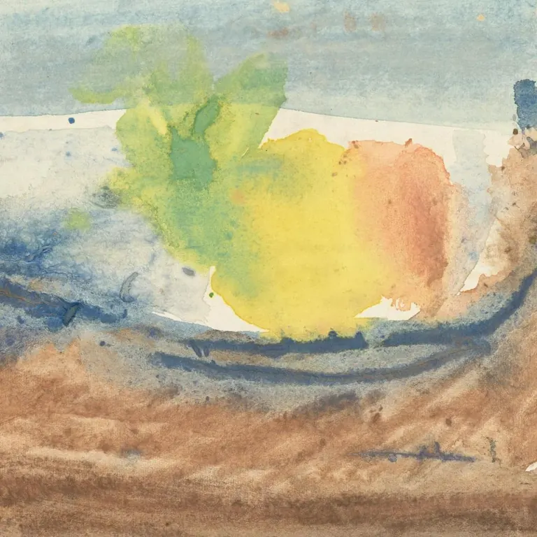 Una aquarel·la d’Audrey Amiss que representa un fruiter, extreta del seu quadern de dibuix