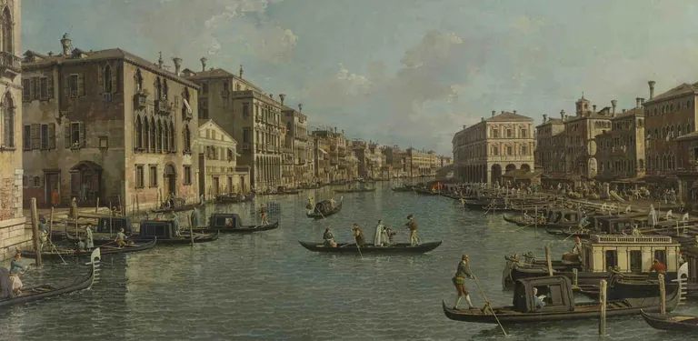 Canaletto, The Canal Grande with a View Southeast toward the Rialto Bridge