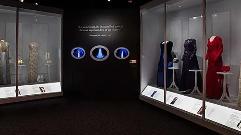 Inaugural gowns displayed in The First Ladies exhibition