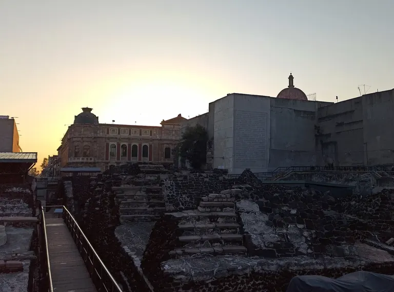 Ruines mises au jour du Templo Mayor, dans le centre historique de Mexico
