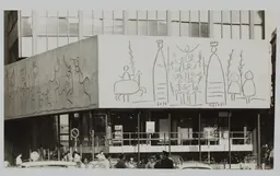 Lucien Clergue photograph of the Picasso-designed friezes on the Col·legi d'Arquitectes de Catalunya, Barcelona, 1968