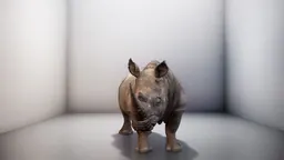 Digitally resurrected Northern white rhino from The Substitute installation by Alexandra Daisy Ginsberg at Cooper Hewitt