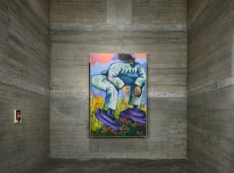 Vue de l’installation d’une œuvre de Conny Maier dans la cinquième présentation de la Boros Collection