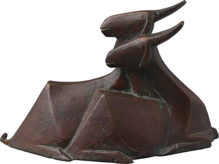 Emy Roeder, Resting Pair of Goats, 1958, bronze