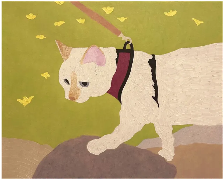 Ryan Steadman, Leashed, 2024-2025, huile sur toile