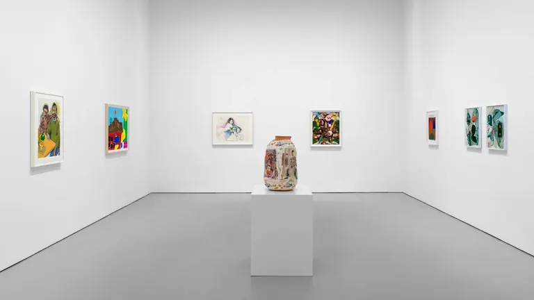 Installation view of In Solidarity, a benefit exhibition at David Zwirner, New York