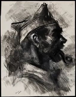 Milícia amb pipa, drawing by Sim (José Luis Rey Vila), Museu Nacional d'Art de Catalunya