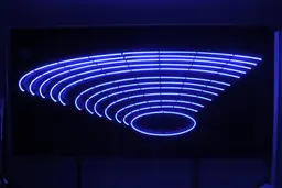 Paolo Scirpa, Il Teatro, 1988-2019, néon bleu sur bois