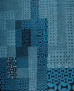 Anwar Jalal Shemza, Blue, Blue, Jazz, 1967, olio-pintura mihise gainean