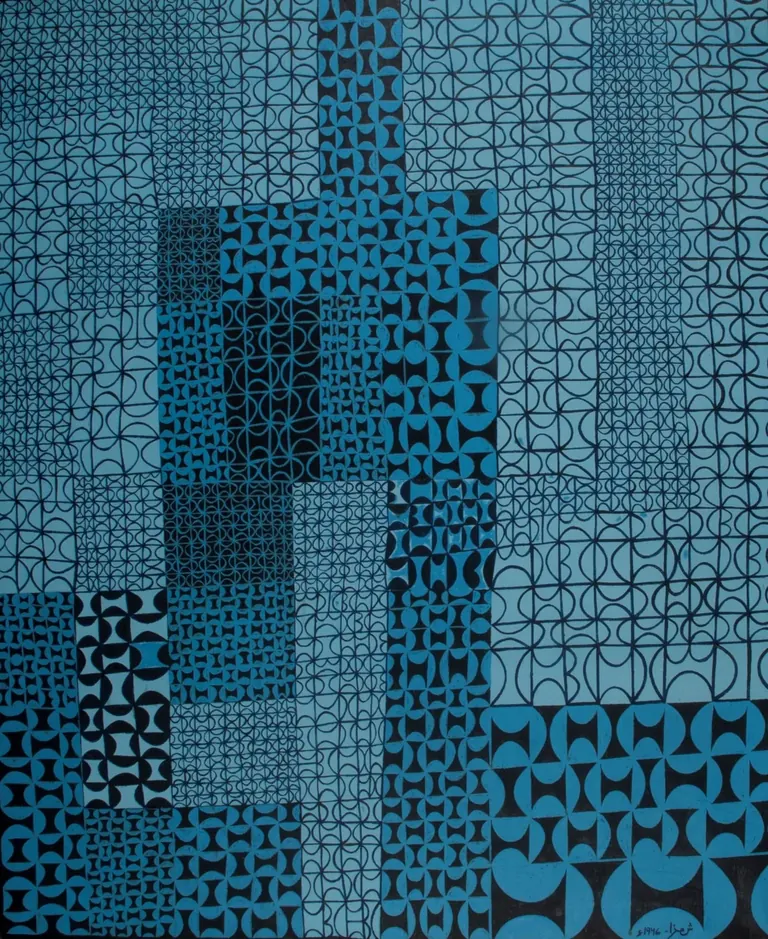 Anwar Jalal Shemza, Blue, Blue, Jazz, 1967, oli sobre tela