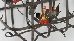 Détail de la sculpture en ferronnerie de Abigail Lucien, To Unravel a Wrought