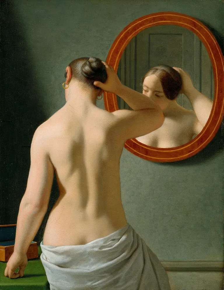 C.W. Eckersberg, A Nude Woman Doing Her Hair in Front of a Mirror, 1841