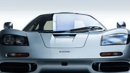 Gros plan de l’avant d’une McLaren F1 argentée, voiture de sport d’exception