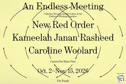 Bannière de l’exposition Collective Process, Artistic Labor, and the Politics of Working Together, Vox Populi