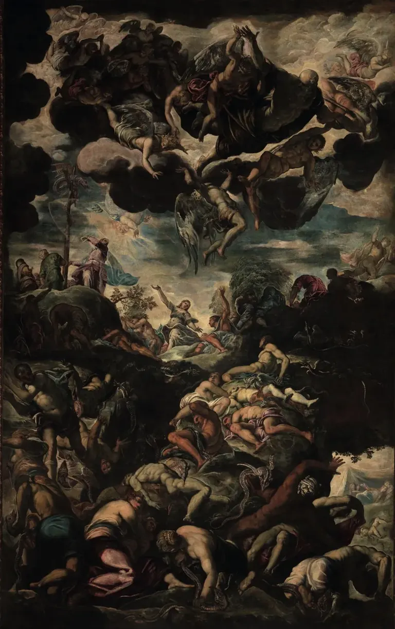 Tintoretto، رفع الحية البرونزية، زيت على قماش، 1575/76